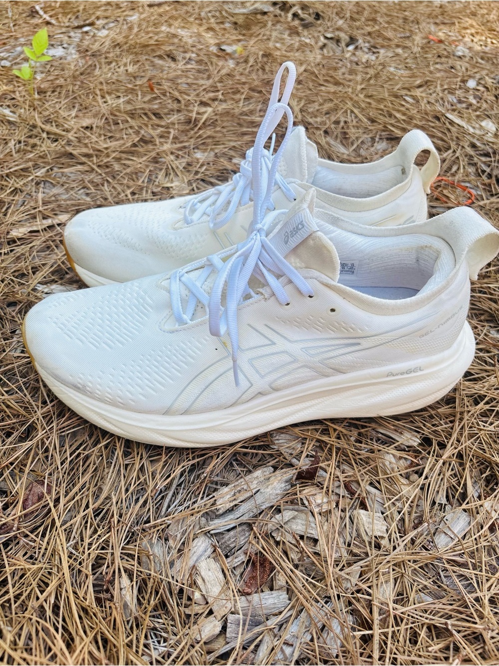 Asics Gel Nimbus 25 Women’s All-White Knit PureGEL Running Sneakers size 12 - Picture 14 of 15